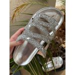 Sandália Papete Com Pedraria Snake Rast Shoes Luxo – Prata