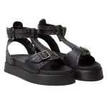 Sandália Flatform Com Spikes Rast Shoes Confort – Preta