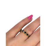 Anel Cinco Corações Preto Zircônia Banhado A Ouro 18k