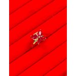 Anel Borboleta Vermelho Banhado A Ouro 18k