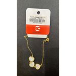 Pulseira Três Corações Resina Branca Banhado A Ouro 18K