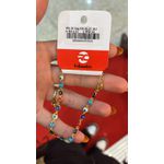 Pulseira Olho Grego Chinês Preto Colorido Banhado a Ouro 18K