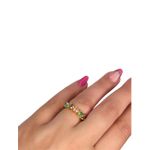 Anel Cinco Corações Colorido Zircônia Banhado A Ouro 18k