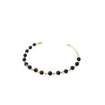 Pulseira Bola Preta Banhado A Ouro 18K