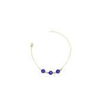 Pulseira Olho Grego Trio Azul Escuro Banhado A Ouro 18K