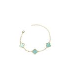 Pulseira Três Azul Água Banhado A Ouro 18K