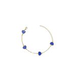 Pulseira Quatro Coração Azul Royal Banhado A Ouro 18K