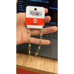 Pulseira Olho Grego Chinês Pequeno Branco Azul Claro Interno Banhado a Ouro 18K