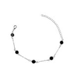 Pulseira Cinco Tiffany Preto Espaçada Banhado A Prata 925