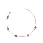 Pulseira Cinco Tiffany Rosa Espaçada Banhado A Prata 925 