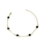 Pulseira Cinco Tiffany Preta Espaçada Banhado A Ouro 18K