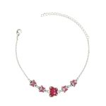 Pulseira Borboleta Cinco Rosa Banhado A Prata 925