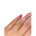 Anel Três Lines Colorido Cravejado Banhado A Ouro 18k
