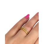Anel Aparador Duplo Cravejado Banhado A Ouro 18K