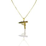 Pingente Metralhadora Aço Dourado 