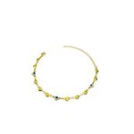 Pulseira Olho Grego Liso Branco Azul Claro Banhado a Ouro 18K 