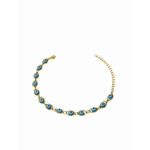 Pulseira Olho Grego Chinês Grande Azul claro Banhado a Ouro 18K