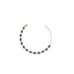 Pulseira Olho Grego Chinês Grande Azul Escuro Banhado a Ouro 18K