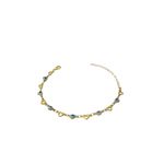 Pulseira Olho Grego Coração Vazado Azul Claro Banhado a Ouro 18K