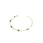 Pulseira Olho Grego Redondo Azul Claro Palito Banhado a Ouro 18K