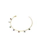 Pulseira Olho Grego Terceiro Colorido Palito Banhado a Ouro 18K