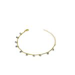 Pulseira Olho Grego Redondo Azul Claro Pendurado Palito Banhado a Ouro 18K