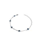 Pulseira Olho Grego Redondo Branco Azul Claro Palito Banhado A 925