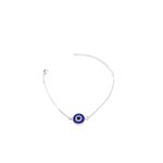 Pulseira Olho Grego Azul Escuro Meio Veneziana Banhado A Prata 925