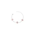 Pulseira Três Trevo Rosa 15m Banhado A Prata 925