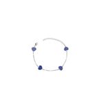 Pulseira Quatro Corações Resina Azul Banhado A Prata 925