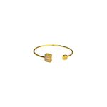 Pulseira Bracelete Dois Quadrado Cravejado Banhdo A Ouro 18k