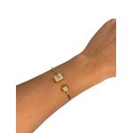 Pulseira Bracelete Dois Quadrado Cravejado Banhdo A Ouro 18k