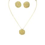 Conjunto Botão Textura Chapado Banhado A Ouro 18K
