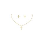 Conjunto Cruz Banhado A Ouro 18K