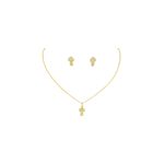 Conjunto Mini Cruz Strass Banhado A Ouro 18K