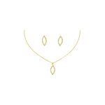 Conjunto Navete Vazado Strass Banhado A Ouro 18K