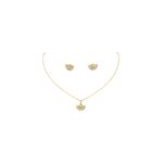 Conjunto Leque Pequeno Strass Veneziana Banhado A Ouro 18K