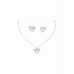 Conjunto Mickey Vazado Strass Banhado A Prata 925