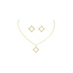 Conjunto Losango Vazado Strass Banhado A Ouro 18K