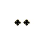 Brinco Trevo Preto Banhado A Ouro 18K