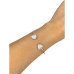 Pulseira Bracelete Dois Corações Cravejado Banhado A Prata 925 