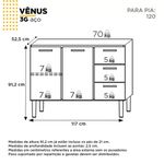 Gabinete Cozimax Venus 3 Gavetas Preto (Pia 120 cm)