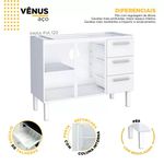 Gabinete Cozimax Venus 3 Gavetas Preto (Pia 120 cm)