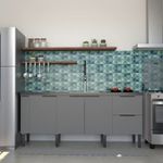 Gabinete de Cozinha Para Pia de 200 em Madeira Cisne 2 Gavetas Cinza - Cozimax