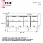 Gabinete de Cozinha Para Pia de 200 em Madeira Cisne 2 Gavetas Cinza - Cozimax