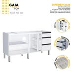 Gabinete de Cozinha para Pia 180 em Aço Gaia 3 Portas Branco - Cozimax