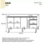 Gabinete de Cozinha para Pia 180 em Aço Gaia 3 Portas Branco - Cozimax