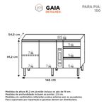 Gabinete de Cozinha para Pia 150 em Aço Gaia 2 Portas Branco - Cozimax