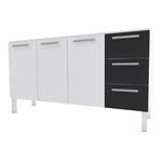 Gabinete Cozimax Venus 3 Gavetas Preto (Pia 120 cm)
