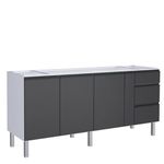 Gabinete de Aço Para Pia 200 Gaia 3 Gavetas Flat Cozimax Preto